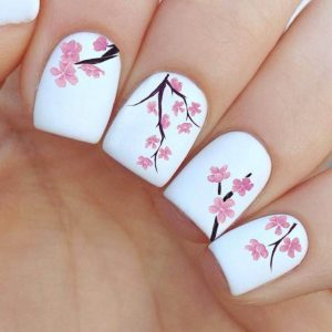 cherry blossom nail art design