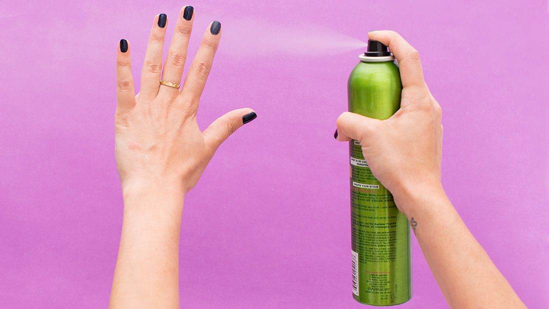 how to dry nail polish fast hairspray
