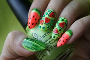 watermelon color nails