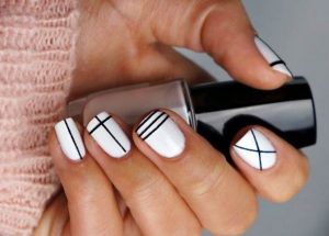 black and white gel nail art