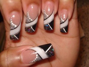 black and white nail art step by step
