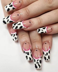 animal print nail art cow
