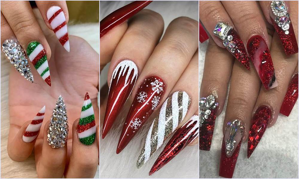 Coffin Christmas Nail Art Designs Idea - Christmas Nails To Try This Year