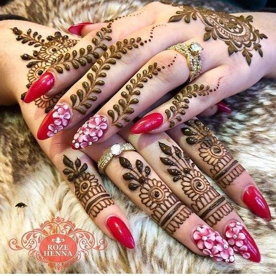 beautiful flower bride nail art design idea
