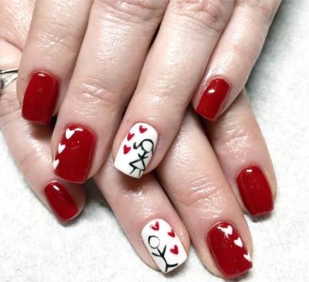 couple nail art for valentine's day