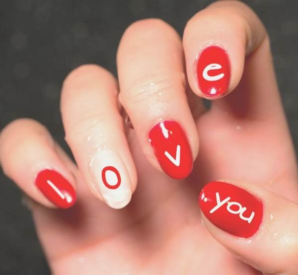 valentine's day nail art design easy I love You