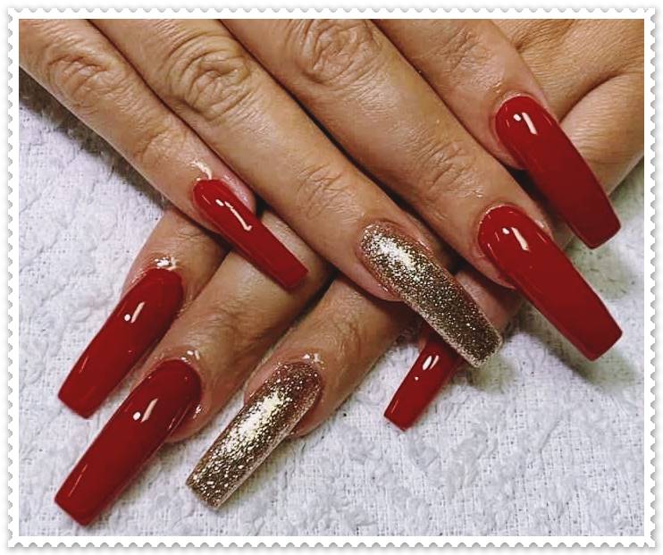 long-red-nails coffin designs