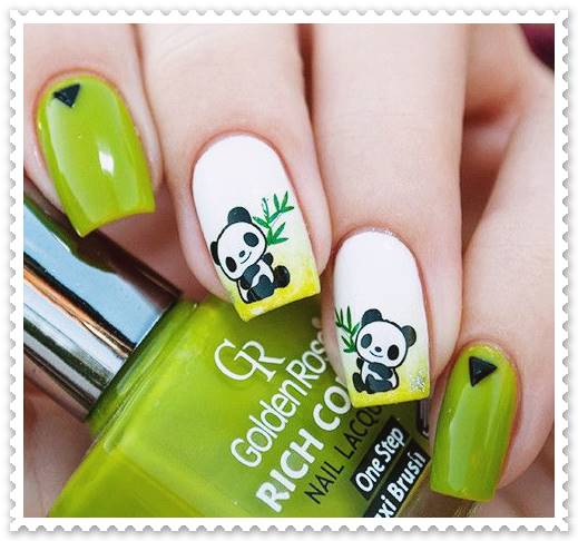 green wood panda nails ideas