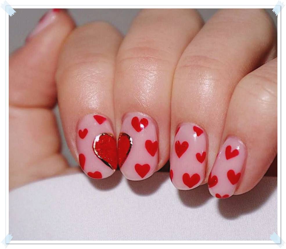 heart nail art red romantic nail ideas