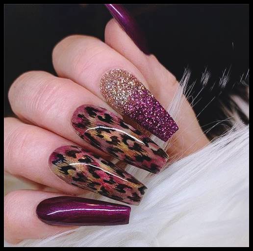 leopard print nail design coffin autumn nail color