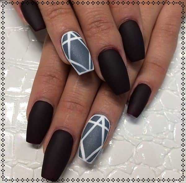Black-And-Grey-Matte-Nail-Art-Design