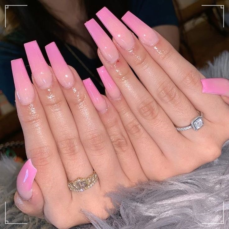 fancy nail art- pink nail art long square acrylic nail 32