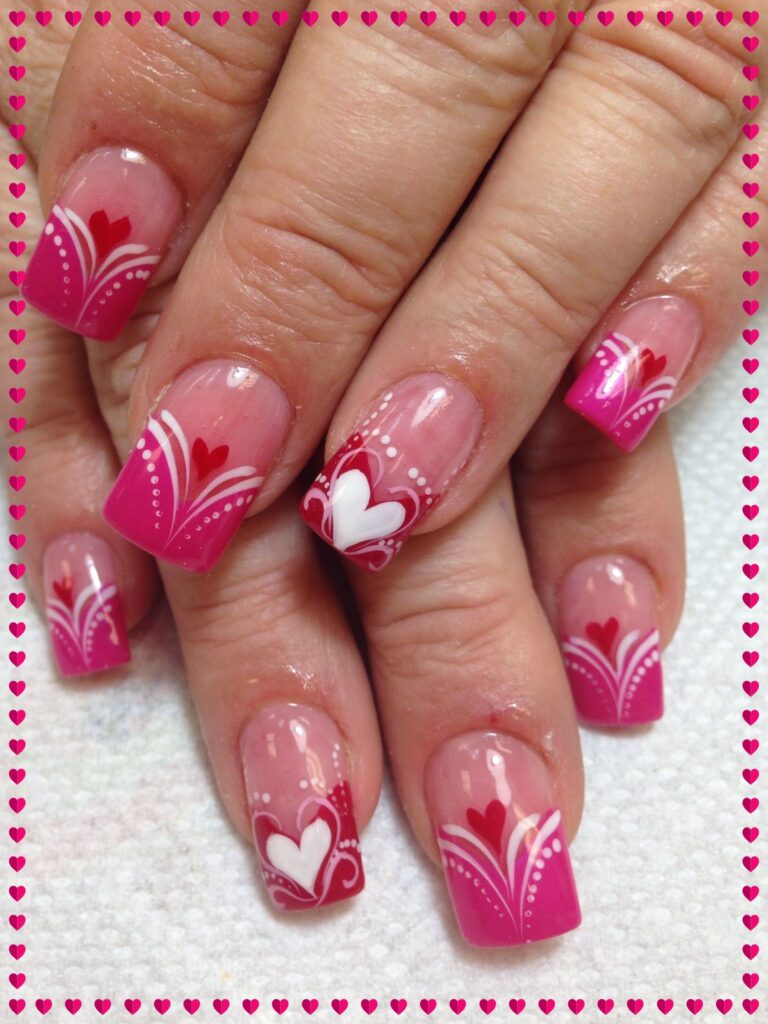 heart valentine day nail art design pictures