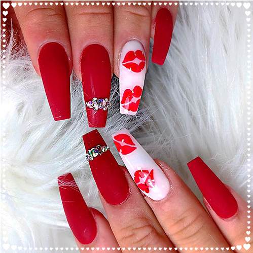 kiss coffin nails red bold designs