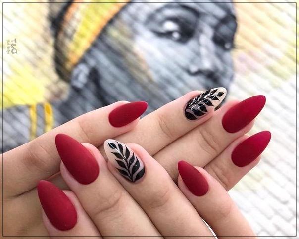 red matte nail art design