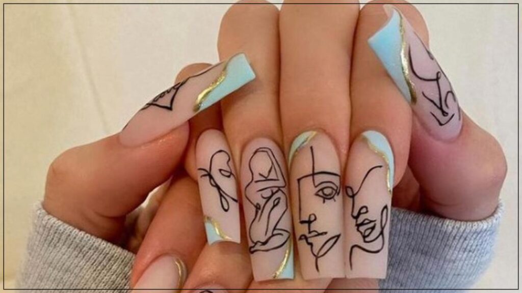 abstracts line nail art