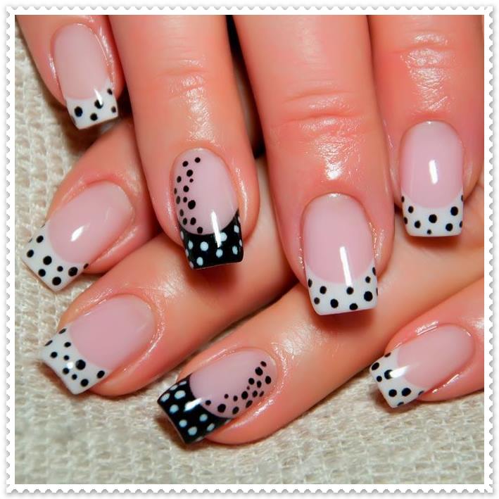nude black and white nail art designs