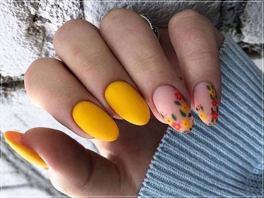 yellow nail art flower for summer - Summer Nails Designs