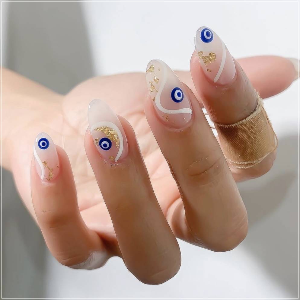 evileye blue nail idea design manicure