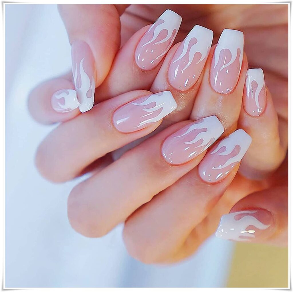 white fire color manicure white flame designs ideas pictures 2022