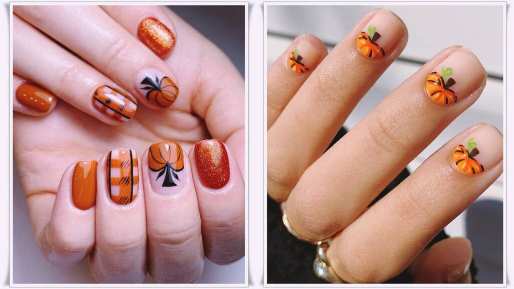 pumpkin nail art design new trends fancynailart.com