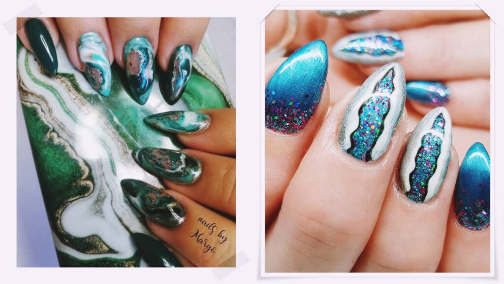 trending geode galaxy nail art design ideas