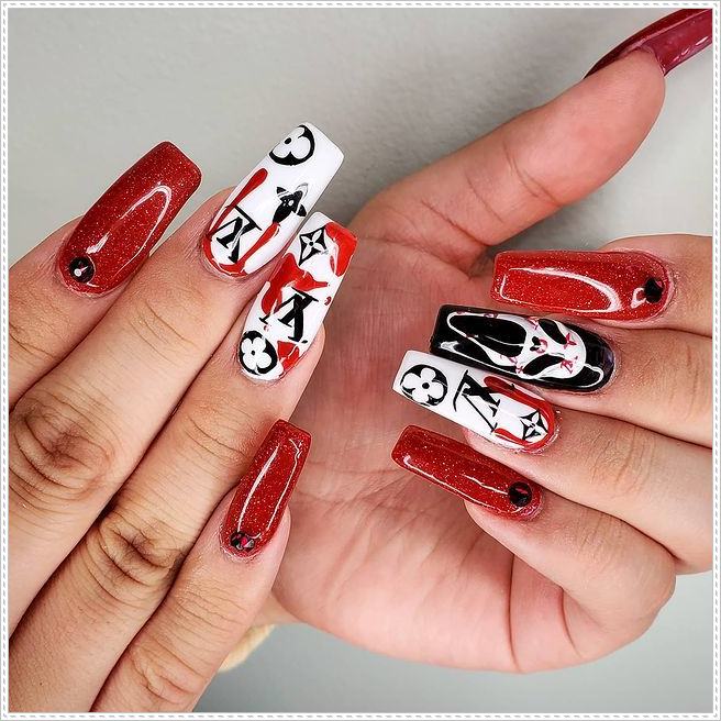 Red-And-White--Scream-Nails