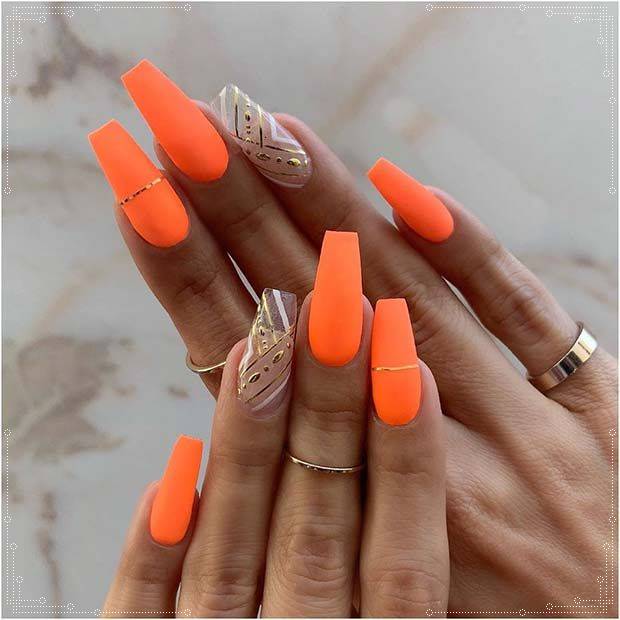 coffin orange manicure salon style designs