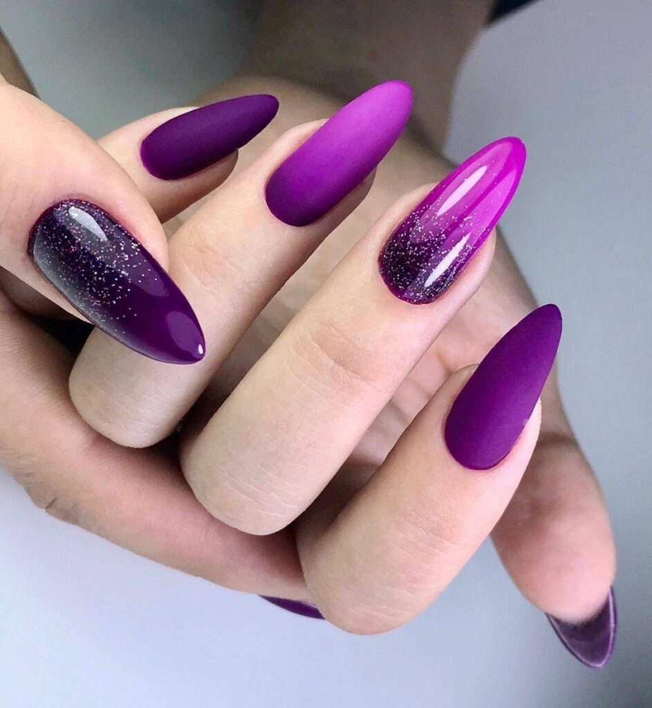 dark-purple-almond-glitter-nails-november-design-2022 - november month color
