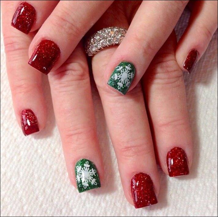 red and green nail art designs
