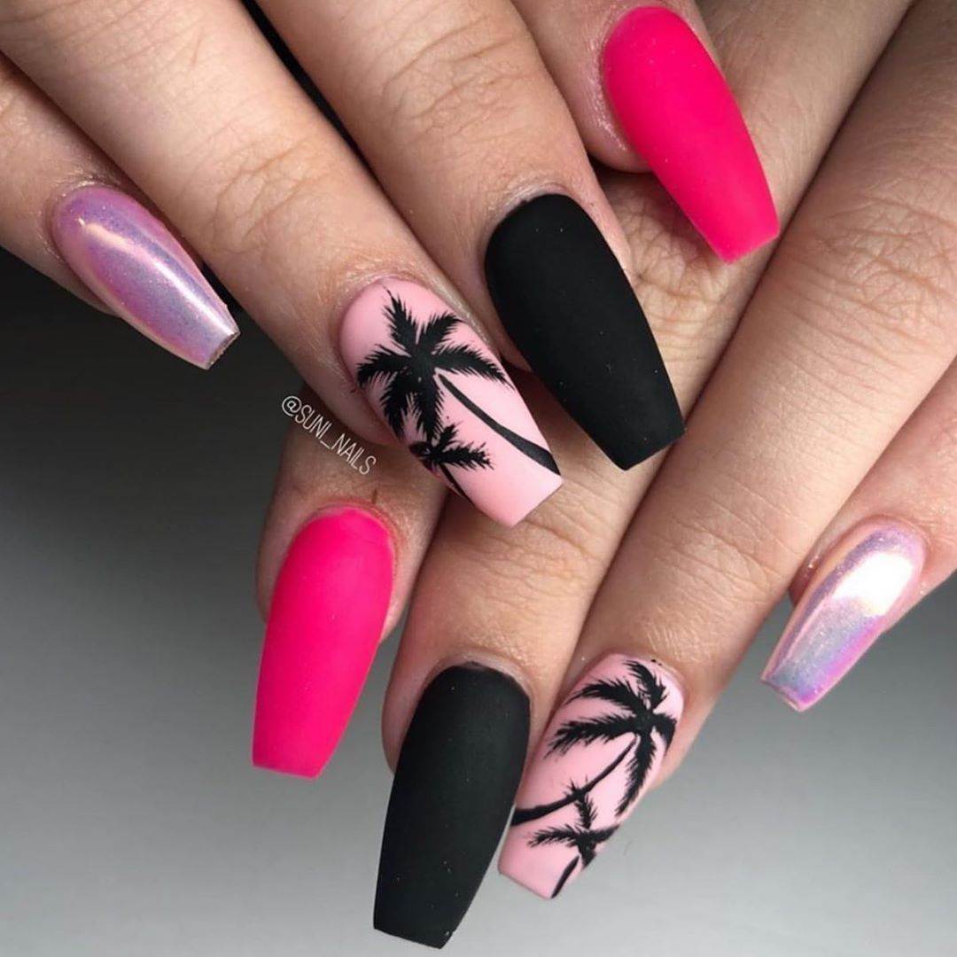 Pink And Black Nails Design Images For Short And long Nails - Nails 2020