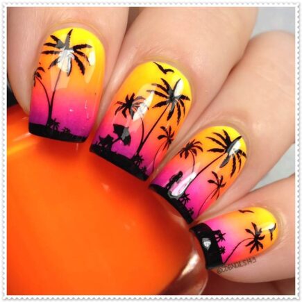 Palm Tree Nails Designs – Pretty Coconut Tree Nail Art Designs