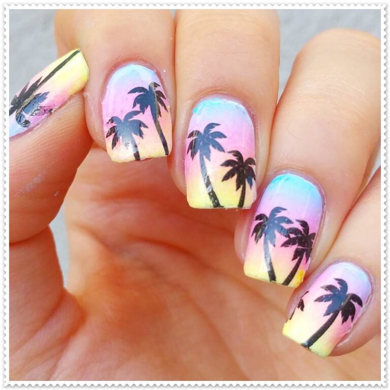 Palm Tree Nails Designs – Pretty Coconut Tree Nail Art Designs