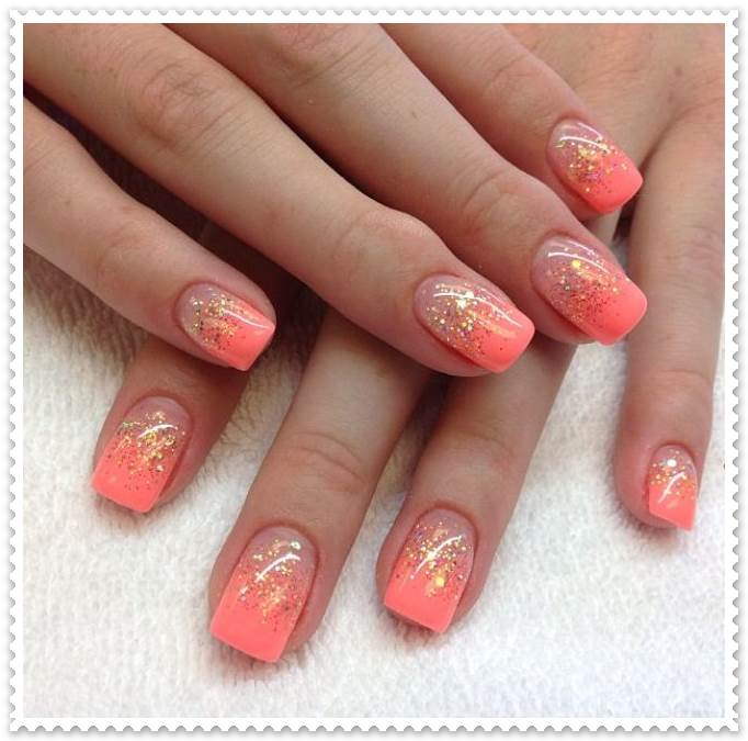 orange peel nails art- summers nails