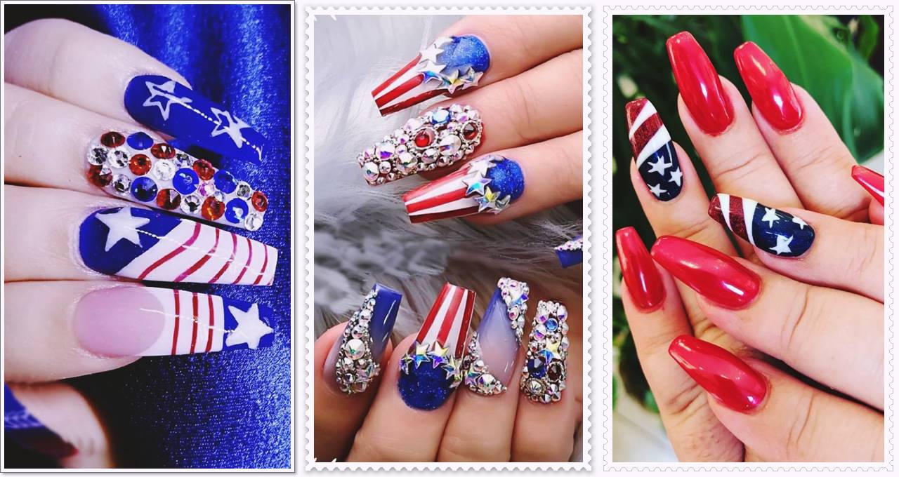 Coffin 4th July nail Art Designs Ideas And Manicure Art for 2021