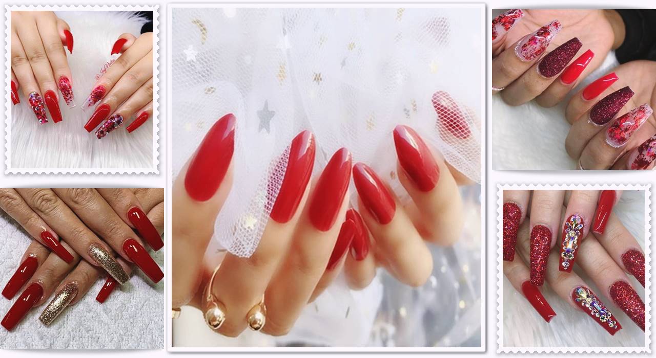 Coffin Red Nail Design Trends 21 Ideas Fancy Coffin Nail Art