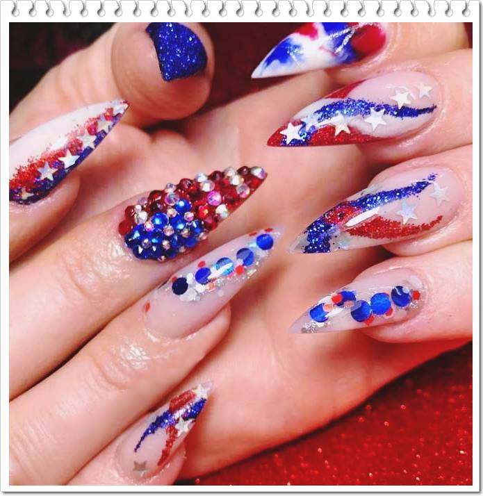 Coffin 4th July nail Art Designs Ideas And Manicure Art for 2022