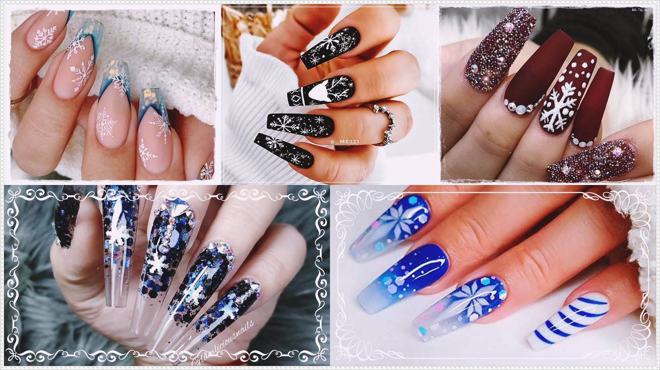 Coffin Snowflake Nail Art Designs & Ideas Pictures