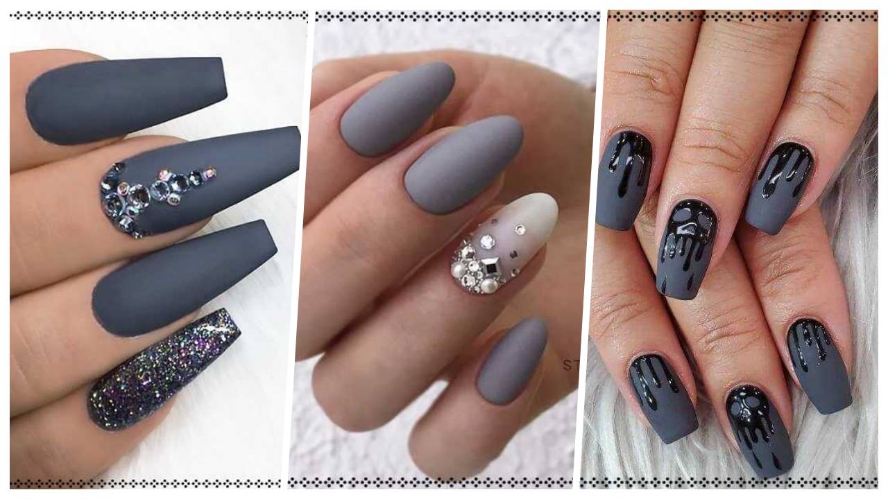 Matte Grey Nail Art Design & Ideas For 2022