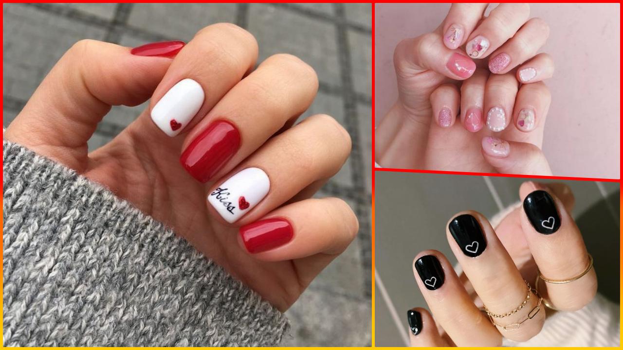 Short Valentine Nails Design & Ideas Pictures