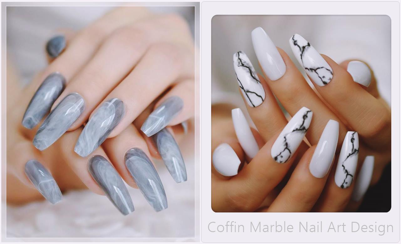 Coffin Marble Nail Art Design & Ideas For 2022