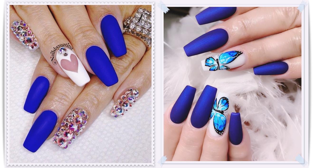 Matte Blue Nails Ideas Pictures