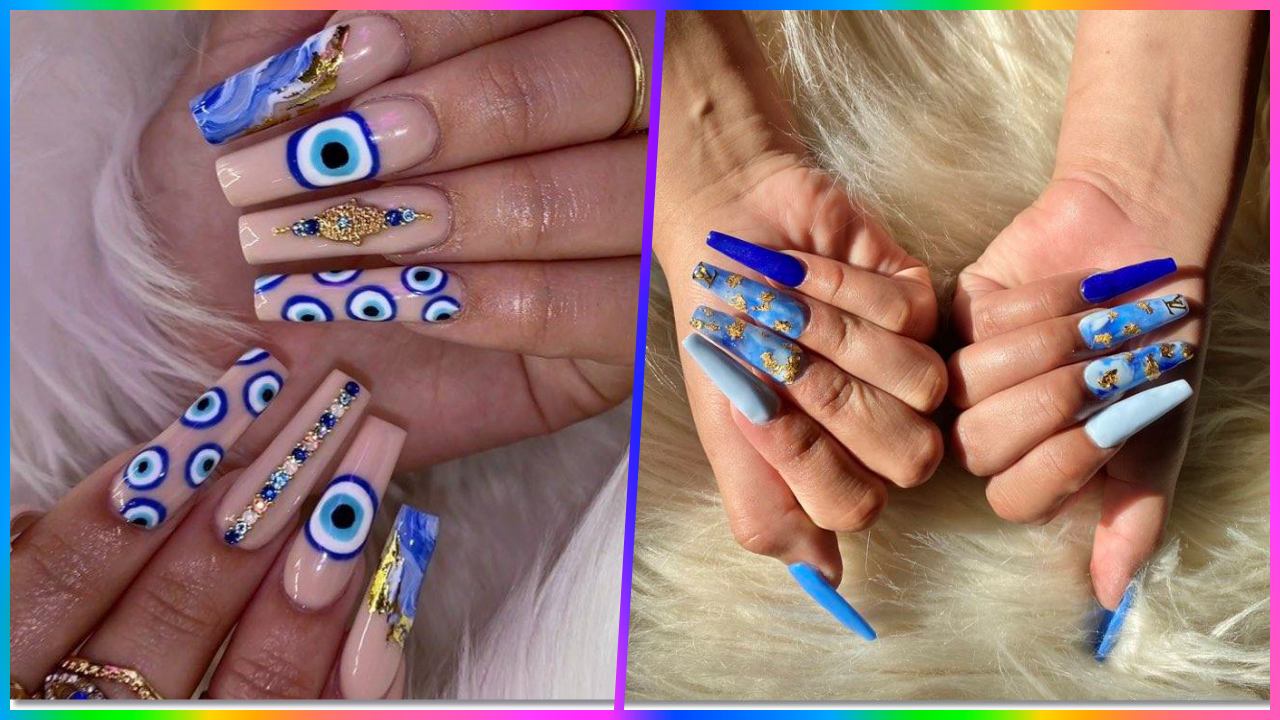 Acrylic Evil Eye Nails Ideas Pictures - Sleek Evil Eye Nail Art