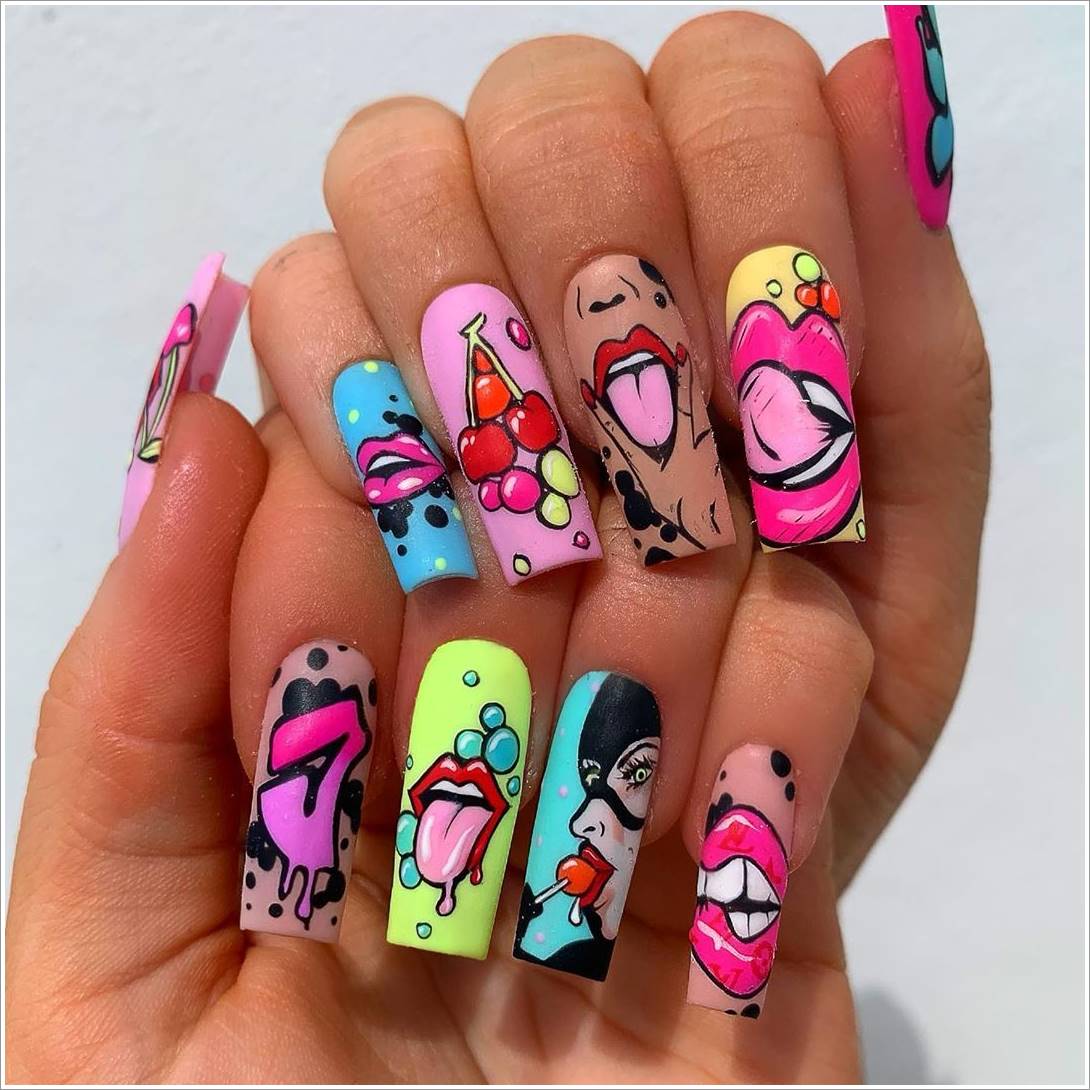 Pop Art Nail Designs & Ideas Pictures For You - Fancy Nail Art