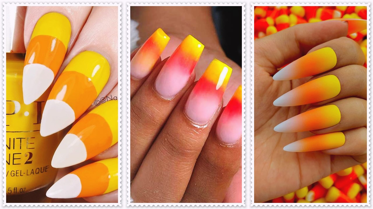 Candy Corn Nail Art Design & Ideas Pictures